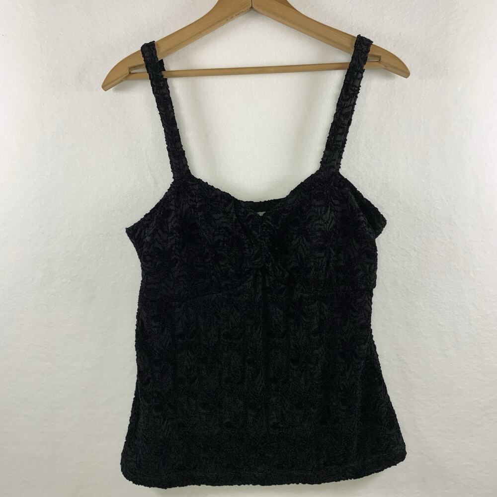 Vanity Womens Textured Velvet Burnout Babydoll Tank Top Sz XL Coquette‎ Goth Y2K